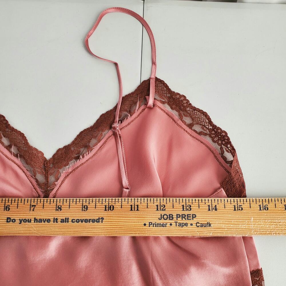 Pink Brown Silk Satin Lace Slip Dress M Retro Lingerie Coquette Romance Y2K 2016 - Picture 7 of 11